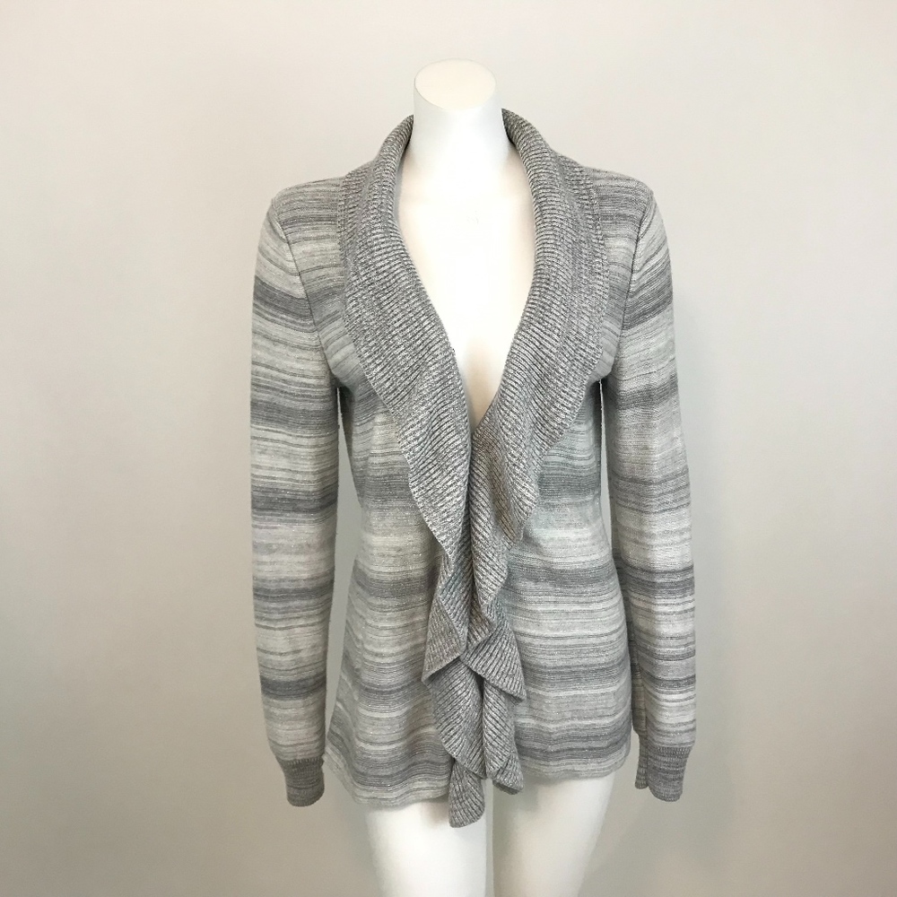 White House Black Market Ruffle Front Cardigan L